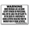 Signmission 14 in Height, 10 in Width, Plastic, 10" x 14", WS-Michigan Equine WS-Michigan Equine